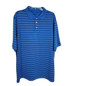Walter Hagen Mens Polo Shirt Size XL Golf Short Sleeve Blue White Stripe Texture